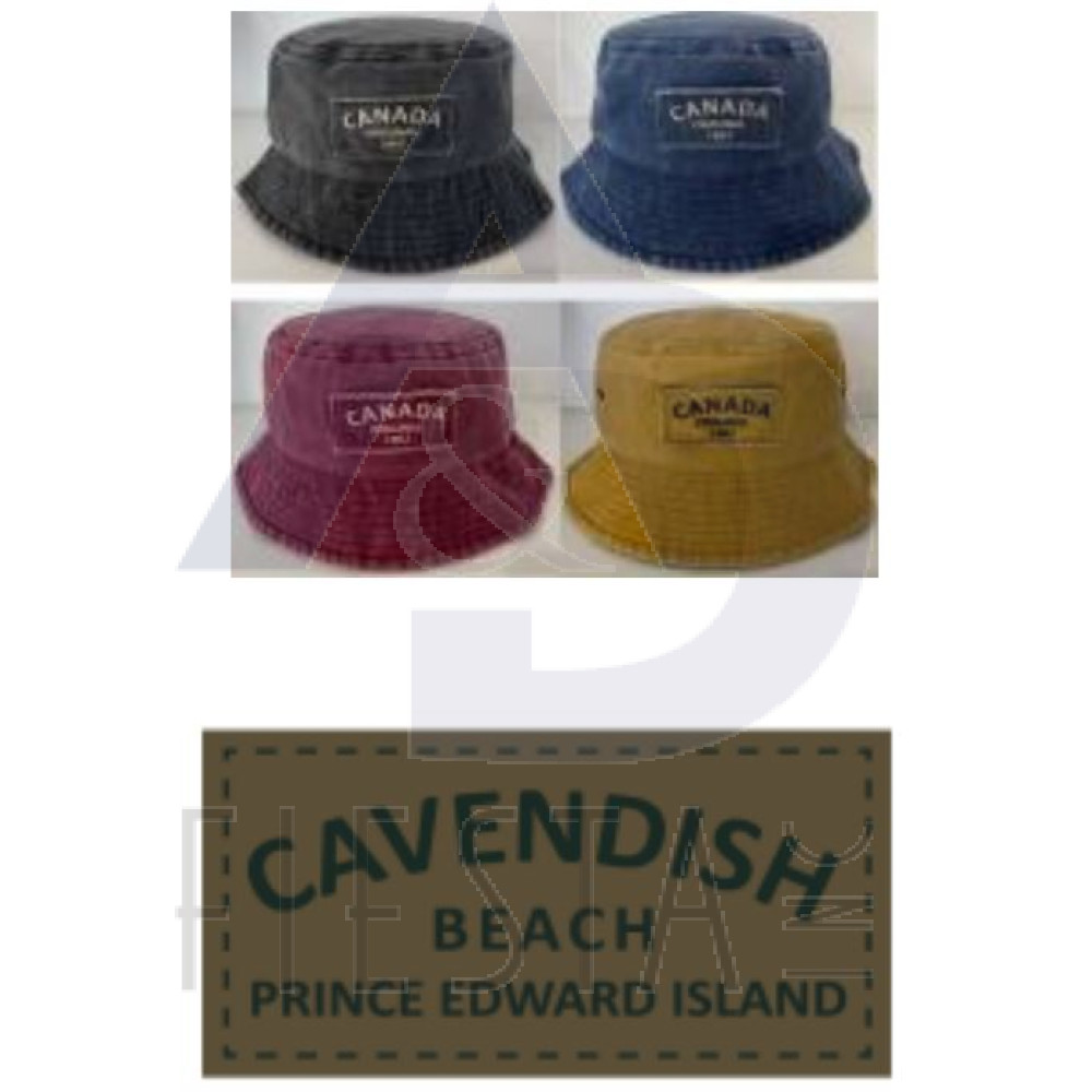 CAVENDISH, P.E.I. BUCKET HAT WITH "CAVENDISH BEACH P.E.I." PATCH ASSORTED COLORS 