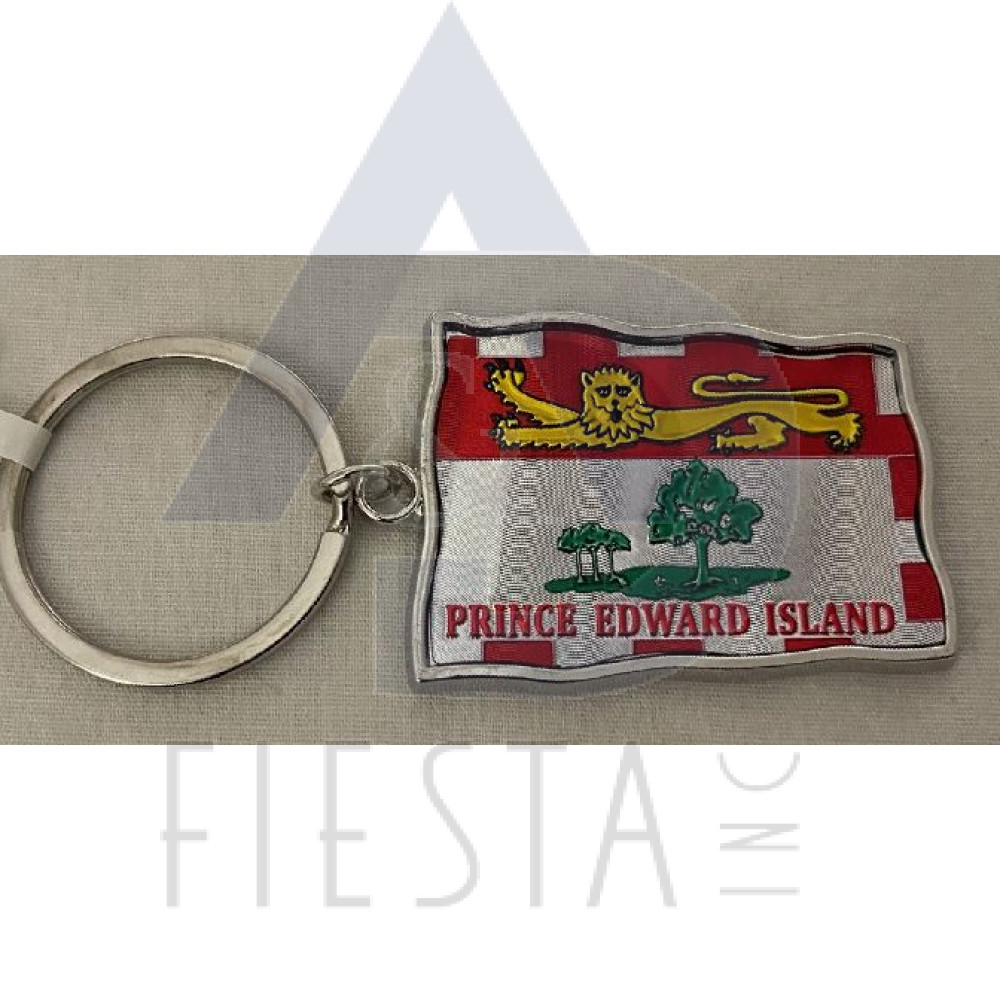 PRINCE EDWARD ISLAND METAL WAVY FLAG KEY CHAIN 