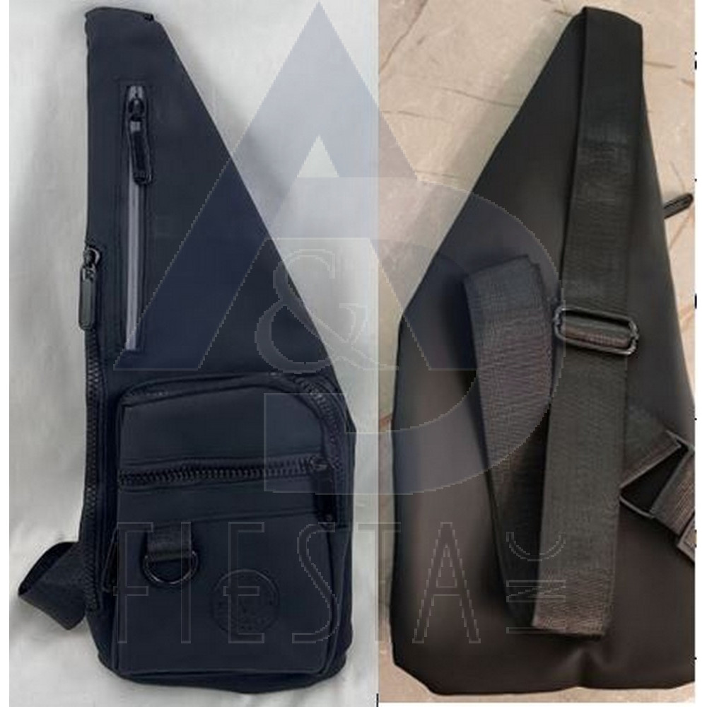 CANADA PU LEATHER BLACK SHOULDER BAG 38X15 CM WITH 4 ZIPPERS WITH LOGO