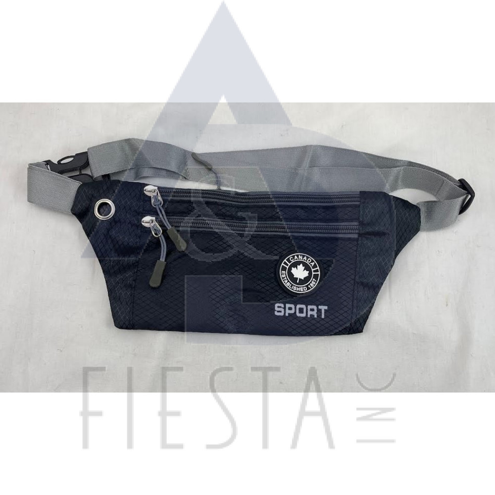 CANADA POLYESTER BLACK WAIST BAG 29.5X11 CM WITH 6 ZIPPERS WITH LOGO STYLE 4
