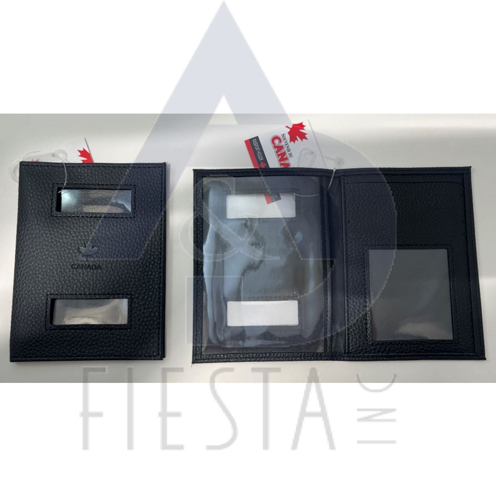 CANADA PU LEATHER BLACK 14X10.5 CM PASSPORT HOLDER WITH LOGO