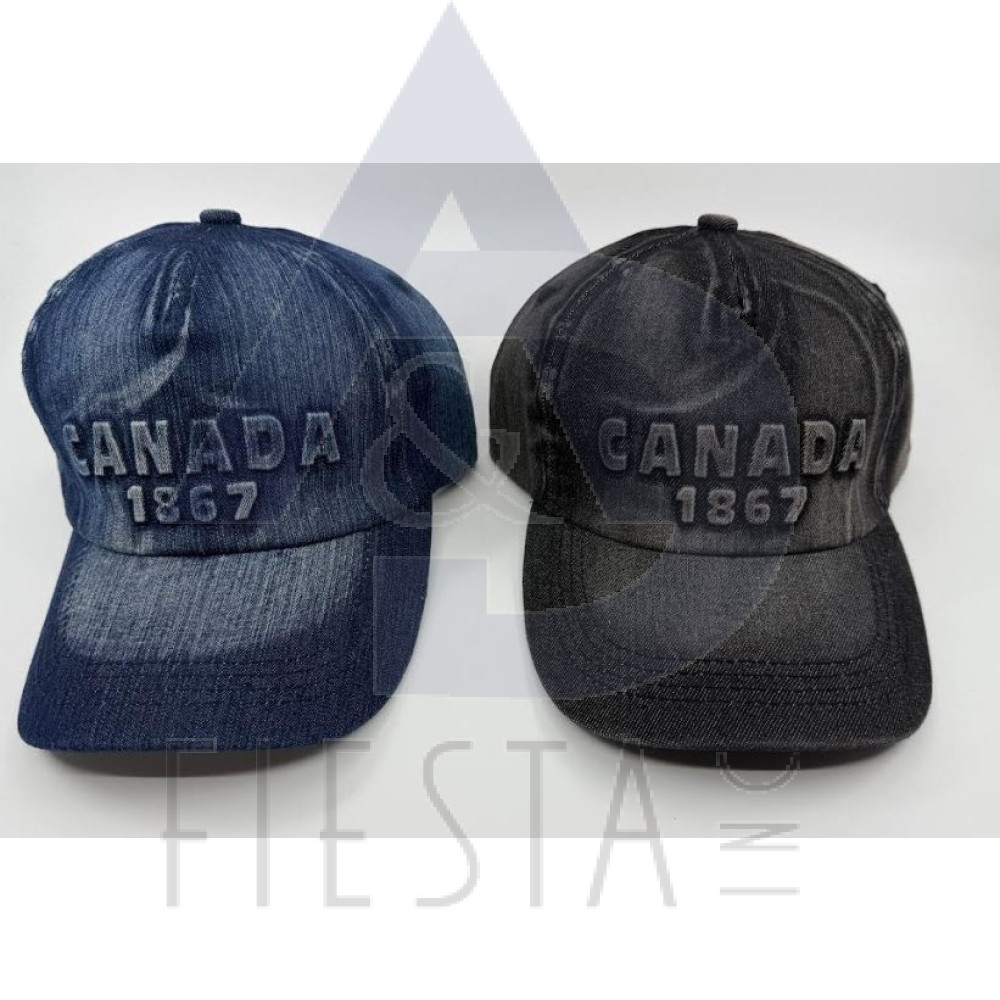 CANADA CAP WITH RUBBER LETTERS "CANADA 1867" WITH METAL CLOSURE 2 ASSORTED COLORS 
