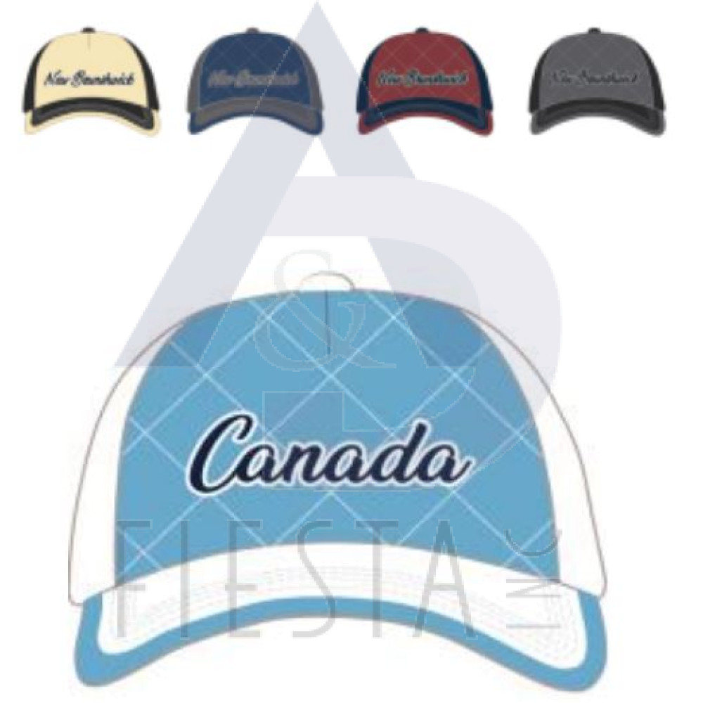 CANADA CAP 2 TONED 3D SCRIPTED CHECHERBOARD OUTLINE, "CANADA" ON CLOSURE, DARK ASSORTED COLORS