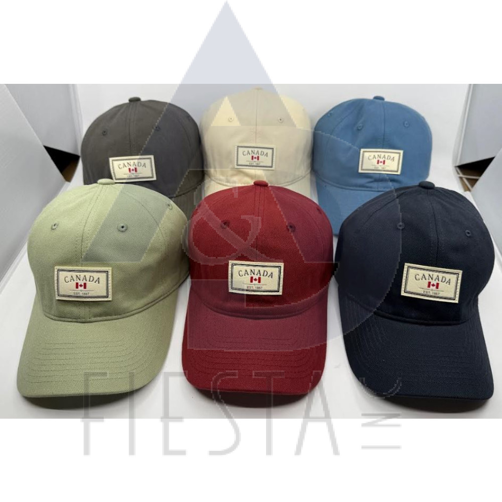 CANADA CAP WITH RECTANGLE PATCH "CANADA/FLAG/EST. 1867" ASSORTED COLORS