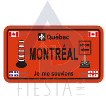 MONTREAL LARGE SIZE CONSTRUCTION LICENSE PLATE "DETOUR" 30X15 CM