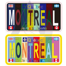MONTREAL "FOIL" LICENSE PLATE "MONTREAL" MULTI DARK/LIGHT COLOR ASSORTED 10X5 CM MAGNET