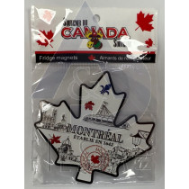 MONTREAL TINPLATE MAPLE LEAF SHAPE WITH ICONS MAGNET 