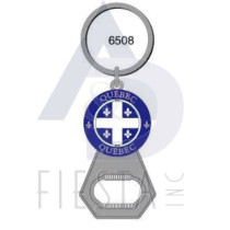 QUEBEC BLUE SPINNING FLAG WITH BOTTLE OPENER KEY CHAIN