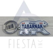 QUEBEC LICENSE PLATE BEAR SHAPE "TABARNAK" KEY CHAIN 