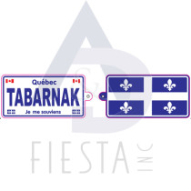 QUEBEC LICENSE PLATE 2 SIDED, QUEBEC FLAG/"TABARNAK" KEY CHAIN