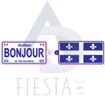 QUEBEC LICENSE PLATE 2 SIDED, QUEBEC FLAG/"BONJOUR" KEY CHAIN