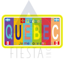 QUEBEC LARGE SIZE LICENSE PLATE "QUEBEC" MULTI LIGHT COLOR 30X15 CM