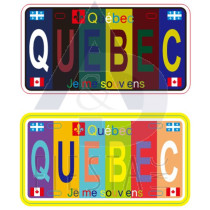 QUEBEC "FOIL" LICENSE PLATE "QUEBEC" MULTI DARK/LIGHT COLOR ASSORTED 10X5 CM MAGNET