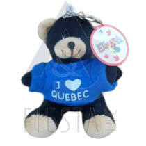 QUEBEC PLUSH 4" BLACK BEAR WITH T-SHIRT "J' ❤ QUEBEC" KEY CHAIN AND CLIMBER