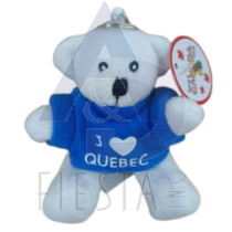 QUEBEC PLUSH 4" WHITE BEAR WITH T-SHIRT "J' ❤ QUEBEC" KEY CHAIN AND CLIMBER