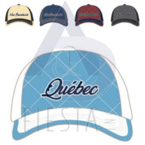 QUEBEC CAP 2 TONED 3D SCRIPTED CHECHERBOARD OUTLINE, "QUEBEC" ON CLOSURE, DARK ASSORTED COLORS