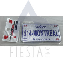 MONTREAL FOIL LICENCE PLATE "J (HEART) MONTREAL" MAGNET 5X10 CM