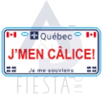 QUEBEC FOIL LICENSE PLATE "J'MEN CALICE!" 10X5 CM MAGNET