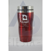 CALGARY RED STAINLESS STEEL MUG 16 OZ.