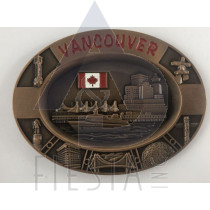 VANCOUVER METAL OVAL PLATE WITH LANDMARKS IN ACRYLIC BOX