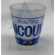 VANCOUVER FROSTED SHOT GLASS LICENSE PLATE "VANCOUVER"