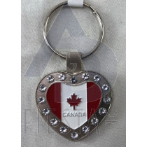 VANCOUVER HEART SHAPE WITH FLAG AND DIAMONDS KEY CHAIN