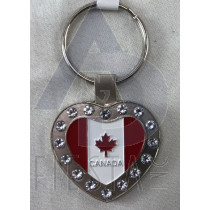 VANCOUVER HEART SHAPE WITH FLAG AND DIAMONDS KEY CHAIN 