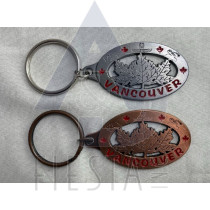 VANCOUVER OVAL WITH CUT-OUT MAPLE LEAF KEY CHAIN 