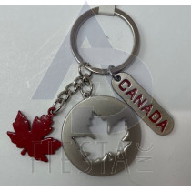 CANADA ROUND CUT-IN MAPLE LEAF WITH HANGING FITED LEAF KEY CHAIN 