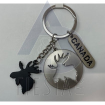 CANADA ROUND CUT-IN MOOSE WITH HANGING FITED MOOSE KEY CHAIN 