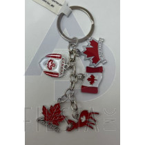 CANADA CHARMS, WAVY FLAG/MOOSE/FLAG SHEILD/2 STYLES MAPLE LEAFS KEY CHAIN 