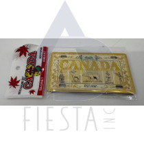 CANADA METAL LICENSE PLATE 2-TONE "CANADA" WITH OBJECTS 10X5 CM MAGNET