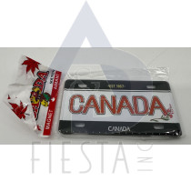CANADA METAL LICENSE PLATE "CANADA" WITH BLACK HORIZONTAL LINES 10X5 CM MAGNET