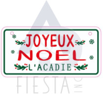 JOYEUX NOEL, L'ACADIE METAL HANGING SIGN WITH JUTE ROPE 5X10 CM