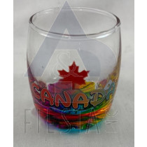 CANADA SHOT GLASS WITH MAPLE LEAF AND RAINBOW CANADA