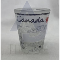 CANADA BLACK & WHITE WITH LANDMARKS/ICONS FROSTED SHOT GLASS #1