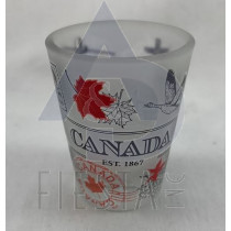 CANADA BLACK & WHITE WITH LANDMARKS/ICONS FROSTED SHOT GLASS #2