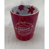 CANADA CERAMIC RED SHOT GLASS WITH 2 SIDED LOGO