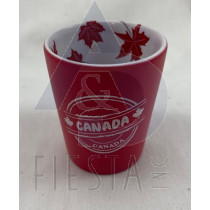 CANADA CERAMIC RED SHOT GLASS WITH 2 SIDED LOGO