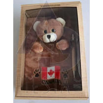 CANADA PLUSH BEAR SMALL NOTE BOOK WITH WOODEN PEN IN GIFT BOX