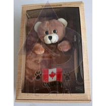 CANADA PLUSH BEAR SMALL NOTE BOOK WITH WOODEN PEN IN GIFT BOX