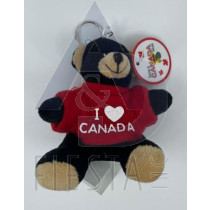 CANADA PLUSH 4" BLACK BEAR WITH T-SHIRT "I ❤ CANADA" KEY CHAIN AND CLIMBER