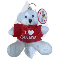 CANADA PLUSH 4" WHITE BEAR WITH T-SHIRT "I ❤ CANADA" KEY CHAIN AND CLIMBER