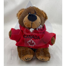 CANADA PLUSH 7.5" BROWN BEAR WITH T-SHIRT AND HOOD