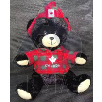 CANADA PLUSH 8" BLACK BEAR WITH HAT & T-SHIRT