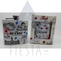 CANADA 6 OZ. WHITE FLASK WITH ICONS