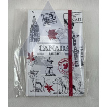 CANADA NOTE BOOK WITH ASSORTED ICON'S WITH BOOK MARK AND STRAP 9.5 CM X 14.6 CM