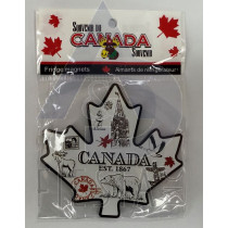 CANADA TINPLATE MAPLE LEAF SHAPE WITH ICONS MAGNET 