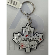 CANADA MAPLE LEAF SHAPE WITH ICONS KEY CHAIN 