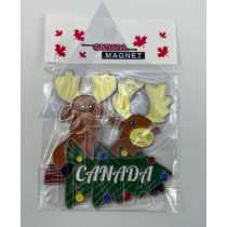 CANADA METAL LAYING CHRISTMAS TREE WITH MOOSE MAGNET
